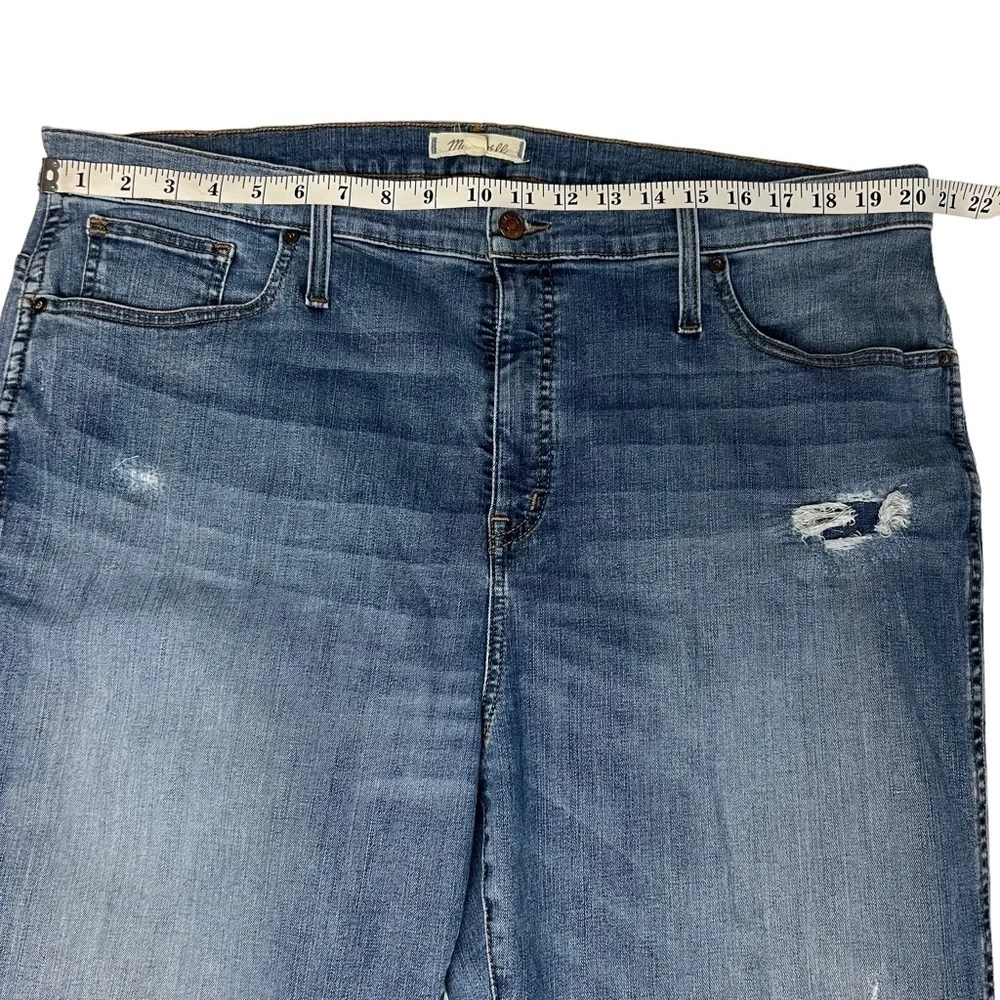 Madewell Womens Blue High Rise Stovepipe Straight Leg Denim Jeans 35T Raw Hem